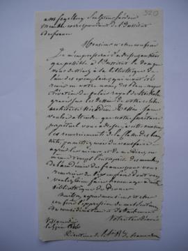 lettre de Jean-Victor Schnetz à Fogelberg, sculpteur suédois, membre correspondant de l’Institut ...