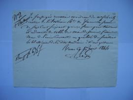 quittance pour traitement et indemnité de table des mois de janvier à mars 1844 du secrétaire de ...