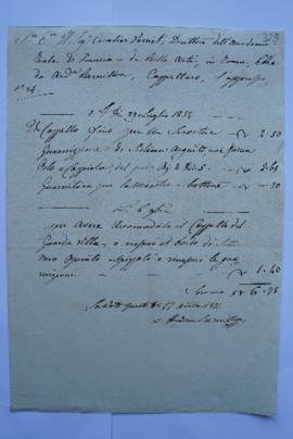 facture et quittance du chapelier, Andrea Bernillon à Horace Vernet, fol. 329