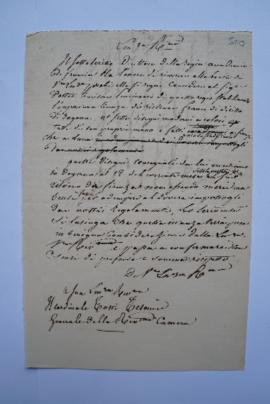 lettre demandant le droit de douane pour le graveur en taille-douce Pollet, d’Ingres au cardinal ...