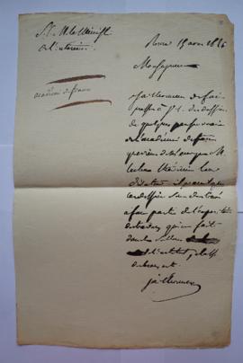 lettre transmettant quelques dessins des pensionnaires, de [Artaud, premier secrétaire de l’ambas...