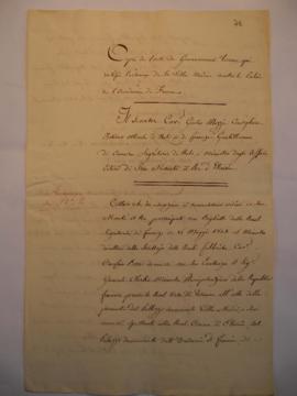 « Copie de l’acte du Gouvernement Toscan qui ratifie l'échange de la Villa Medici contre le Palai...