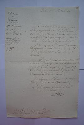 lettre invitation de donner suite à la décision en faveur de Dupré, pensionnaire, du ministre Laî...