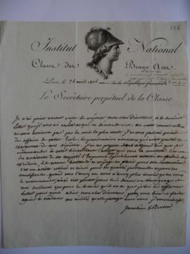 Lettre recommandant Hurtault, de Le Breton, secrétaire de la Classe des Beaux-Arts à l’Institut, ...