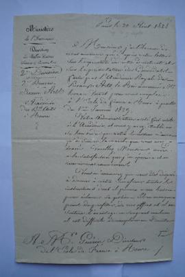 lettre informant de la nomination d’Horace Vernet au poste du directeur de l’Académie de France à...