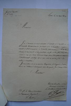 lettre jointe à l’arrêté de la Consulte numéro 322, de Balbe, secrétaire de l’Académie, à Lethièr...