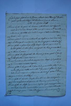 cahier des comptes et quittance pour les travaux du 22 décembre 1825, du serrurier Carlo Carlucci...