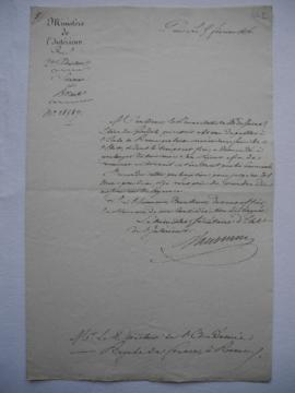 lettre accordant la prolongation de 3 mois au peintre Dejuine, du ministre secrétaire d’État à Le...