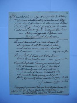 facture et quittance pour les travaux de juin à décembre 1841, d’Angelo Quadrini, peintre verniss...