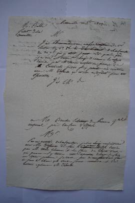 une pièce d’archives contenant trois lettres au sujet de l’arrêté de la Consulte numéro 957, de L...