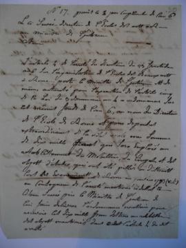 Brouillon de lettre demandant à recevoir 10 mille francs destinés au rétablissement du mobilier, ...