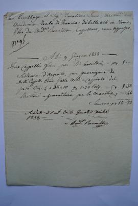 facture et quittance, du chapelier Andrea Bernillon à Ingres, fol. 264-264bis