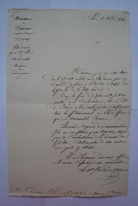 lettre au sujet de la fête donnée par M. le Comte de Blacas, à S.M. le roi de Naples, du ministre...