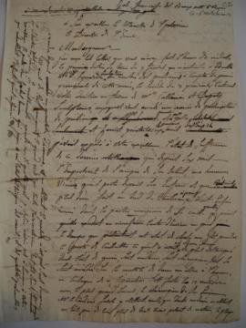 Brouillon de lettre informant d’une opération subie par le peintre Harriet, de Joseph-Benoît Suvé...