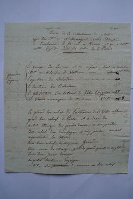 « Note de la Collection de Plâtres appartenant à M. Menageot ancien directeur de l’Academie de fr...