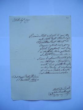 lettre jointe aux comptes de Salvatore Morelli pour Angelo Quadrini, peintre vernisseur, à Victor...