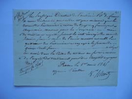 certificat pour les retenues des pensionnaires pour les mois de janvier à mars 1845, de Jean-Vict...