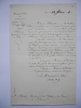 lettre demandant de rayer l’architecte marié Arthur Diet de la liste des pensionnaires, aux terme...