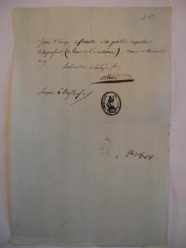 Ordre de payement au portier de l'Académie, par Artaud, secrétaire de légation à Dominique Lavagg...