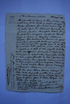 contrat pour la livraison du marbre de Carlo Zinelli au nom de Vittorio Bonafede à Lethière, fol....