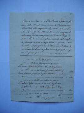facture et quittance pour travaux, de janvier à mars 1843, d’Antonio D’Enea, vitrier à Jean-Victo...