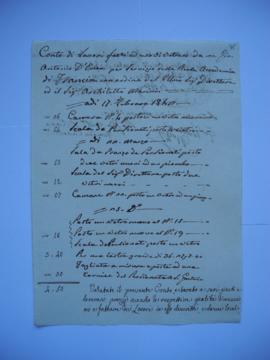 facture et quittance pour les travaux du 17 février 1842, du vitrier Antonio D’Enea à Jean-Victor...