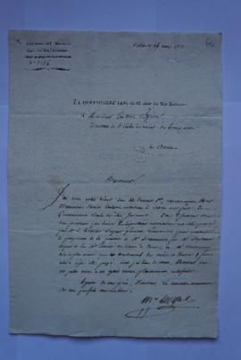 lettre servant de sous-pochette, de Lesseps, Commissaire impérial aux Îles ioniennes, à Lethière,...