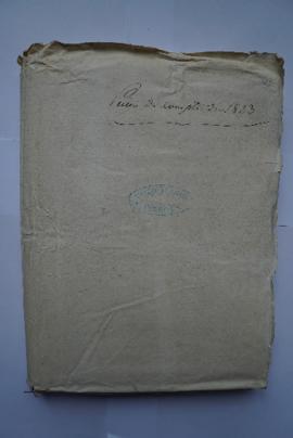 « Pièces du Compte de 1823 », pochette contenant les folios de 26 à 216 et dessin au verso, fol. ...