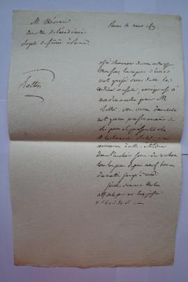 lettre transmettant la copie d’une note reçue du cardinal Consalvi, acceptant la demande de M. Ba...