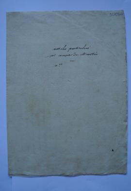 « articles particuliers pr. compte du Ministère », sous-pochette contenant le fol. 501, fol. 500bis