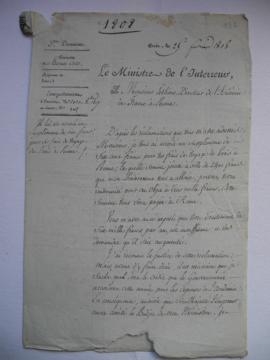 lettre servant de sous-pochette, de Cutet, ministre de l’Intérieur, à Lethière, fol. 136-136bis, 138