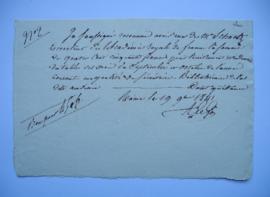 quittance pour traitement et l’indemnité de table des mois de septembre et octobre 1841, du secré...