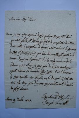 lettre informant que Jani avait plaidé et défendu les droits de propriété de l’Académie contre l’...