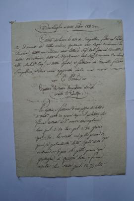 cahier des comptes et quittance pour les travaux du juillet au décembre 1823, du tailleur de pier...