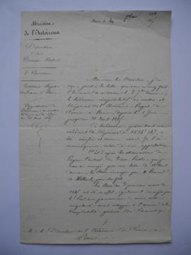 lettre approuvant le bordereau des recettes et dépenses du 1er juin au 31 août 1845, du comte Duc...