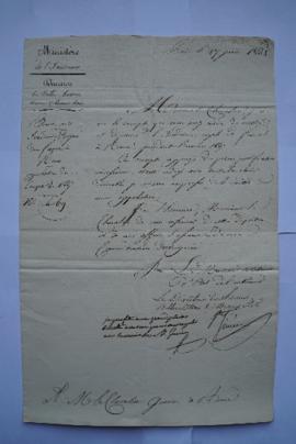 approbation des comptes de 1827, du ministre de l’Intérieur à Pierre- Narcisse Guérin, fol. 295-296
