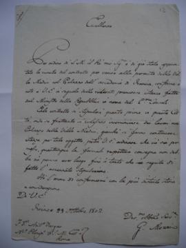 Lettre annonçant le contrat d’échange de la Villa Medici contre le Palais de l'Académie de France...