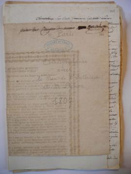 « M. Paris. Correspondance avec le Min. de l’Intérieur et M. Denon. 1807 » : lettres, demande d’a...