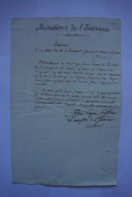extrait d’une lettre de M. Denon, le directeur général du Musée Napoléon relatif au jugement de l...