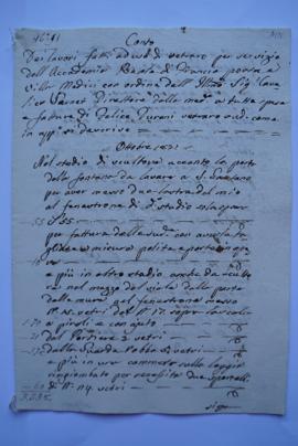 cahier de comptes et quittance pour les travaux d’octobre au 15 décembre 1831, du vitrier Felice ...