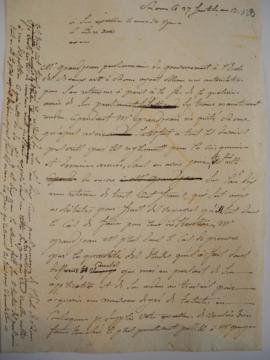 Brouillon de lettre concernant la fin de pension de l’architecte Grandjean de Montigny, de Joseph...