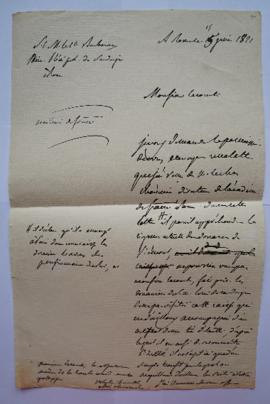 lettre accompagnant la demande de Thévenin de ne pas ouvrir la caisse contenant les oeuvres des p...
