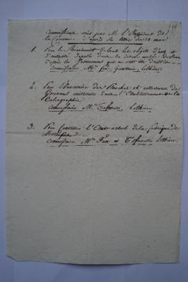 « Commissions créée par M. l’Intendant de la Couronne d’après la lettre du 18 mai », de Lethière,...