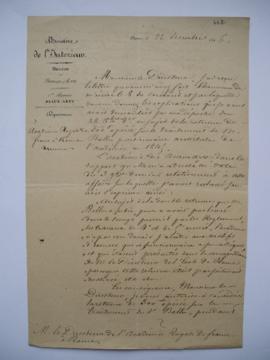 lettre au sujet de la retenue de 300 fr pour le traitement de M. Ballu pendant l’année 1845, du c...