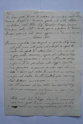 cahier de comptes et quittance pour les travaux de janvier au 13 mars 1830, du vitrier Felice Dur...