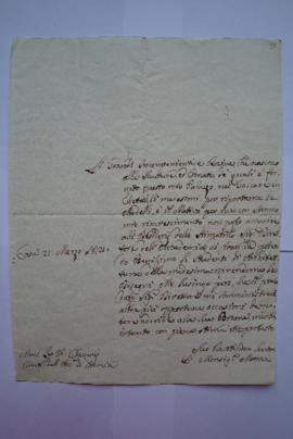 lettre refusant l’accès des pensionnaires architectes au Palais Mattei, de Mattei à Charles Théve...