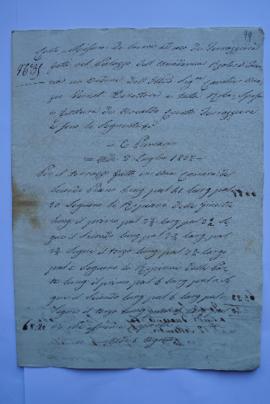 cahier de comptes et quittance pour les travaux du 2 juillet 1832, du terrassier Osvaldo Croatto ...