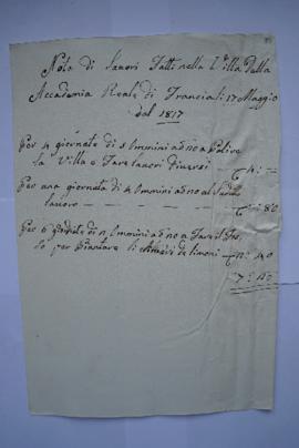 note sur les travaux faits à la Villa Médicis le 17 mai 1817, à Charles Thévenin, fol. 89