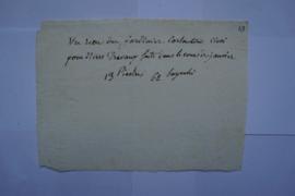 note concernant le montant de la paye du jardinier, de Charles Thévenin au jardinier Costantino C...