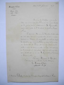 lettre autorisant le peintre Félix Henri Giacomotti à revenir momentanément en France afin d’y ré...